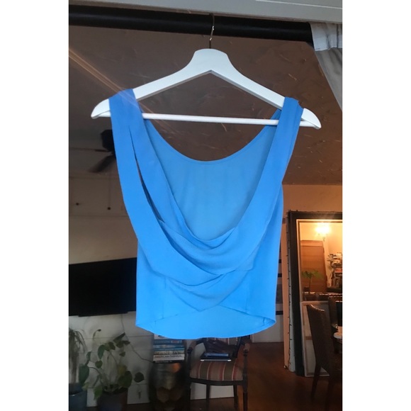 Lush Baby Blue Crop Top, With a Criss Cross Back, Size Medium - Picture 9 of 17